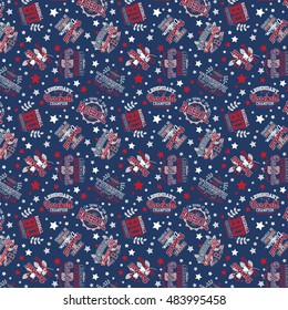 Baseball Theme Vector Seamless Sport Pattern With Dark Background