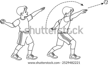 The baseball thrown bounced vector illustration