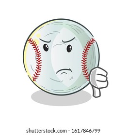 baseball thumbs down angry cartoon. cute chibi cartoon mascot vector