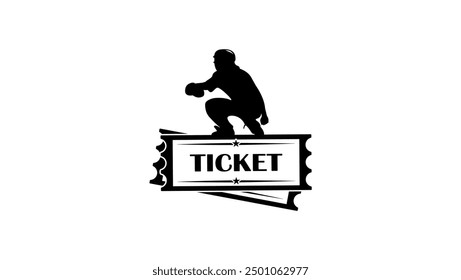 baseball ticket, black isolated silhouette