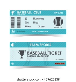 Baseball Ticket, guidelines for element design. Vector illustration.