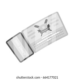Baseball Ticket. Baseball single icon in monochrome style vector symbol stock illustration web.