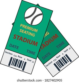 Baseball Tickets Icon. Editable Outline With Color Fill Design. Vector Illustration.