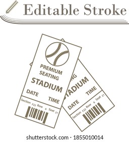 Baseball Tickets Icon. Editable Stroke Simple Design. Vector Illustration.