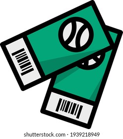 Baseball Tickets Icon. Editable Thick Outline With Color Fill Design. Vector Illustration.