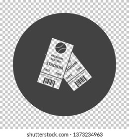 Baseball tickets icon. Subtract stencil design on tranparency grid. Vector illustration.
