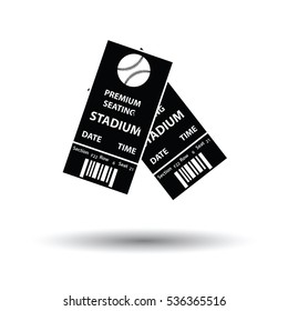 Baseball tickets icon. White background with shadow design. Vector illustration.