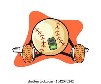 Baseball tired cartoon. Mascot Character vector.