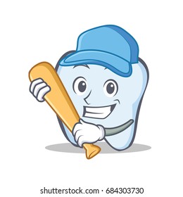 Baseball tooth character cartoon style