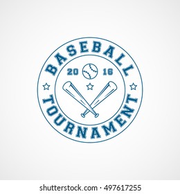 Baseball Tournament Emblem Blue Line Icon On White Background