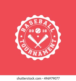 Baseball Tournament Emblem Flat Icon On Red Background