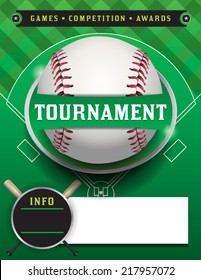 A baseball tournament flyer illustration. Room for copy space. Vector EPS 10. EPS file contains transparencies. File is layered. Fonts have been converted to outlines.