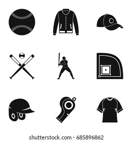 Baseball tournament icons set. Simple set of 9 baseball tournament vector icons for web isolated on white background