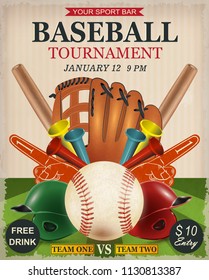 Baseball tournament poster.Vector illustration.