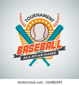 Baseball Tournament Professional Label, Logo, Badge.  Business Sign Template, Icon, Identity Design Element.