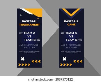 baseball tournament roll up banner design template. baseball sports event promotion flyer design. cover, roll up banner, poster, print-ready