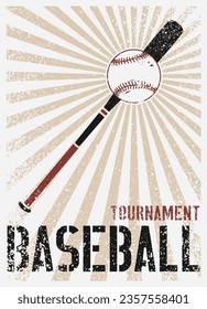 Baseball tournament typographical vintage grunge style poster design. Retro vector illustration.