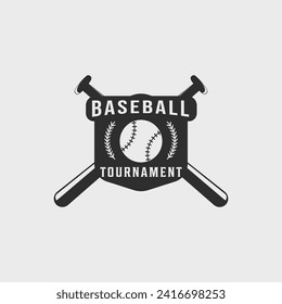 logotipo vintage del torneo de béisbol plantilla de ilustración vectorial icono diseño gráfico