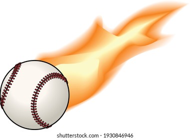 Eine Baseballflamme, die hinter Feuer steckt.