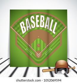 Baseball tri-fold brochure.Vector illustration