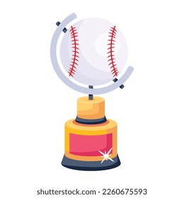 Baseball trophy flat icon, customizable design 