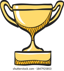 Baseball trophy icon in color drawing. Sport champion winner team prize