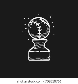 Baseball trophy icon in doodle sketch lines. Sport champion winner team prize