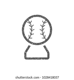 Baseball trophy icon in grunge texture. Vintage style vector illustration.