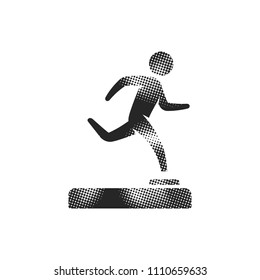 Baseball trophy icon in halftone style. Black and white monochrome vector illustration.
