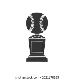 Baseball Trophy Icon Silhouette Illustration. Softball Vector Graphic Pictogram Symbol Clip Art. Doodle Sketch Black Sign.