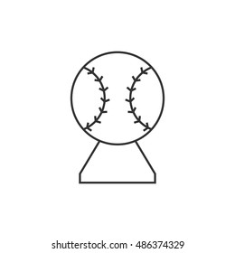Baseball trophy icon in thin outline style. Sport champion winner team prize