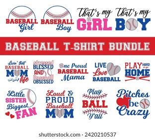 Baseball T-Shirt Bundle, Baseball Mom Bundle, Softball Shirt Bundle, Game Day, Baseball Quote, Cut File For Cricut And Silhouette
