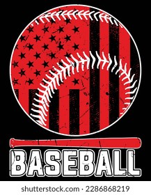 Baseball t-shirt design. American Flag Baseball Team Gift for Men Boys Girls Women T-shirt design, Posters, Greeting Cards, Textiles, and Sticker Vector Illustration