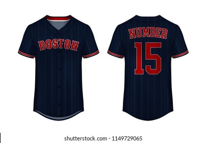 Baseball T-shirt Design Template, Sport Jersey Mockup. Uniform Front And Back View.