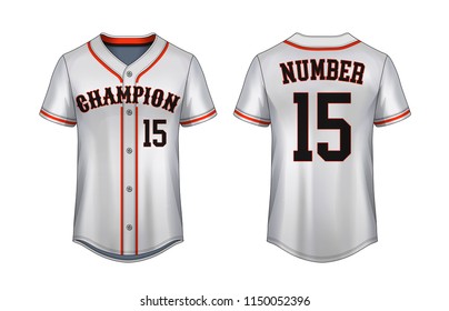 Baseball t-shirt design template, Sport jersey mockup. uniform front and back view.