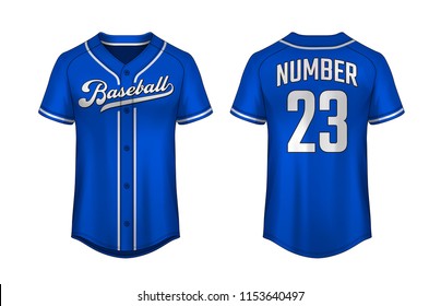 Baseball t-shirt design template, Sport jersey mockup. uniform front and back view.