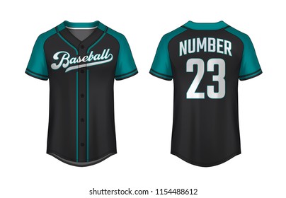 Baseball t-shirt design template, Sport jersey mockup. uniform front and back view.