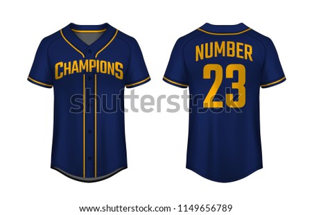 Baseball t-shirt design template, Sport jersey mockup. uniform front and back view.