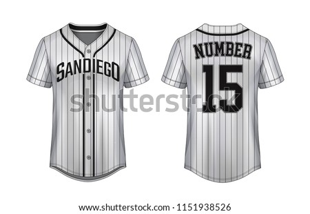Baseball t-shirt design template, Sport jersey mockup. uniform front and back view.