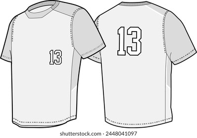 Baseball T-Shirt Jersey Design Vorlage Vektorillustration Vorder- und Rückansicht