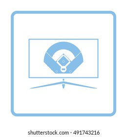 Baseball tv translation icon. Blue frame design. Vector illustration.