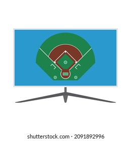Baseball Tv Translation Icon. Flat Color Design. Vector Illustration.