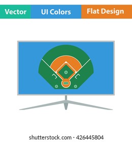 Baseball tv translation icon. Flat design. Vector illustration.