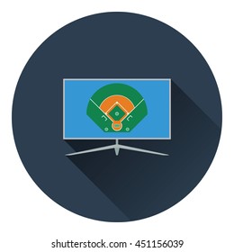 Baseball tv translation icon. Flat color design. Vector illustration.