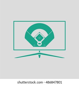 Baseball tv translation icon. Gray background with green. Vector illustration.