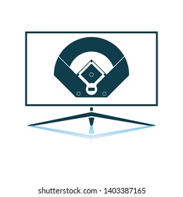 Baseball Tv Translation Icon. Shadow Reflection Design. Vector Illustration.