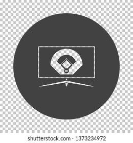 Baseball tv translation icon. Subtract stencil design on tranparency grid. Vector illustration.