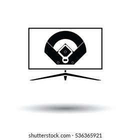 Baseball tv translation icon. White background with shadow design. Vector illustration.