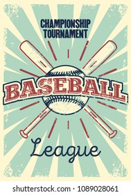 Baseball Typographical Vintage Grunge Style Poster. Retro Vector Illustration.