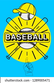 Baseball typographical vintage style poster. Baseball label, badge, icon. Vector illustration.